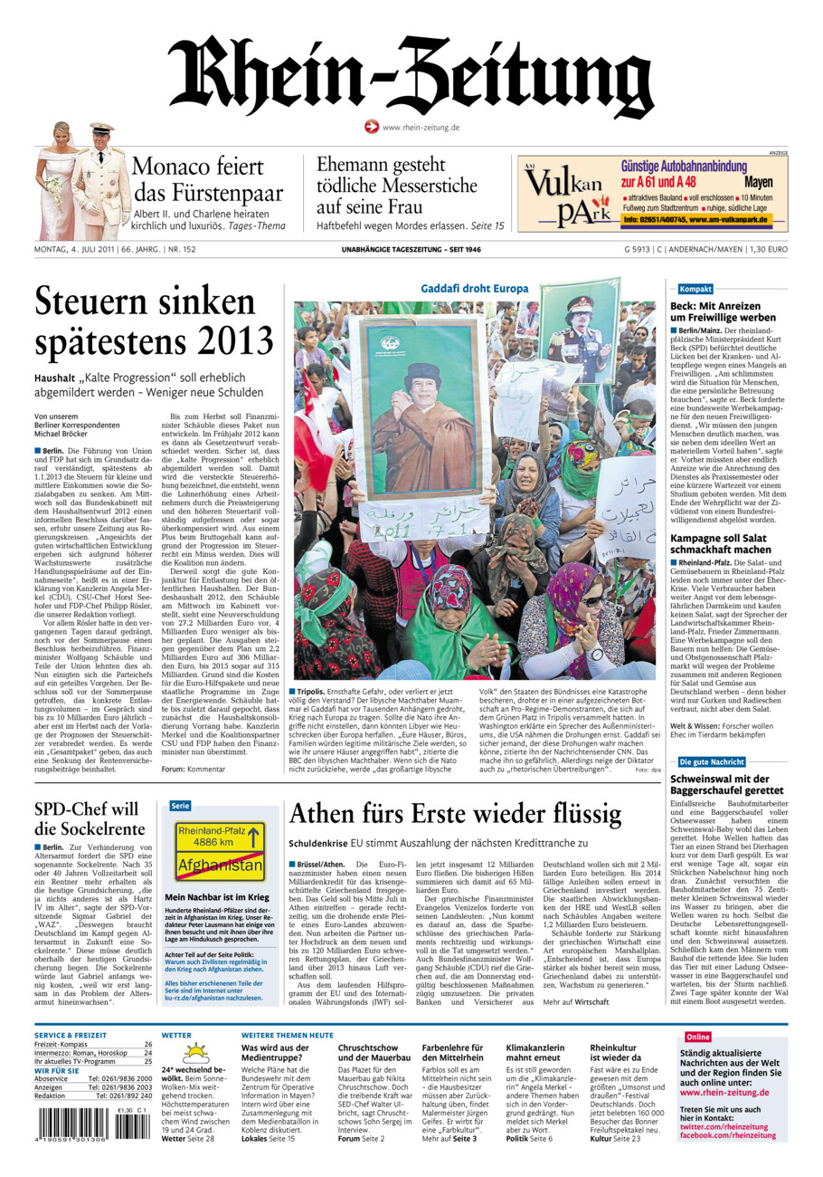 Rhein-Zeitung Andernach & Mayen vom Montag, 04.07.2011