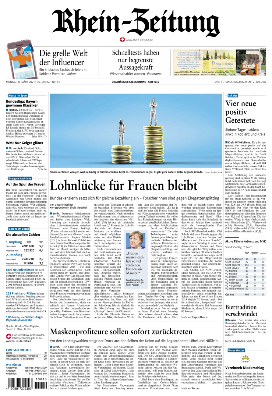 Rhein-Zeitung Andernach & Mayen vom Montag, 08.03.2021