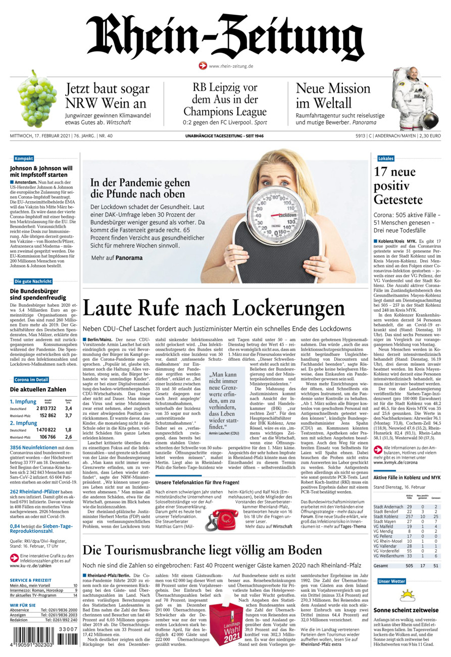 Rhein-Zeitung Andernach & Mayen vom Mittwoch, 17.02.2021
