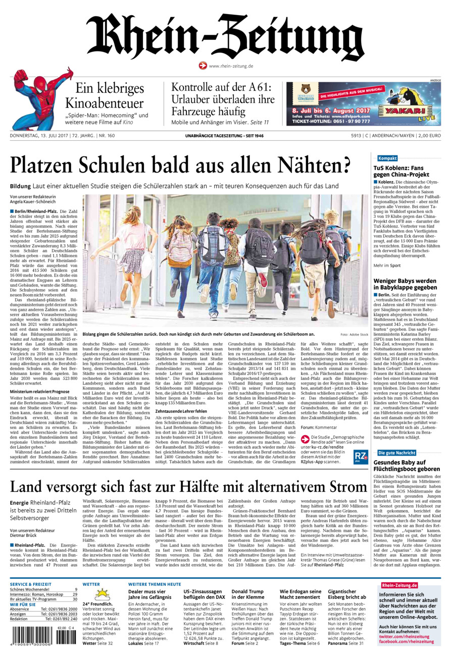 Rhein-Zeitung Andernach & Mayen vom Donnerstag, 13.07.2017