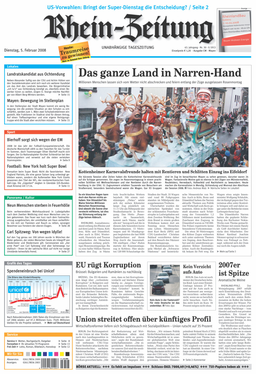 Rhein-Zeitung Andernach & Mayen vom Dienstag, 05.02.2008