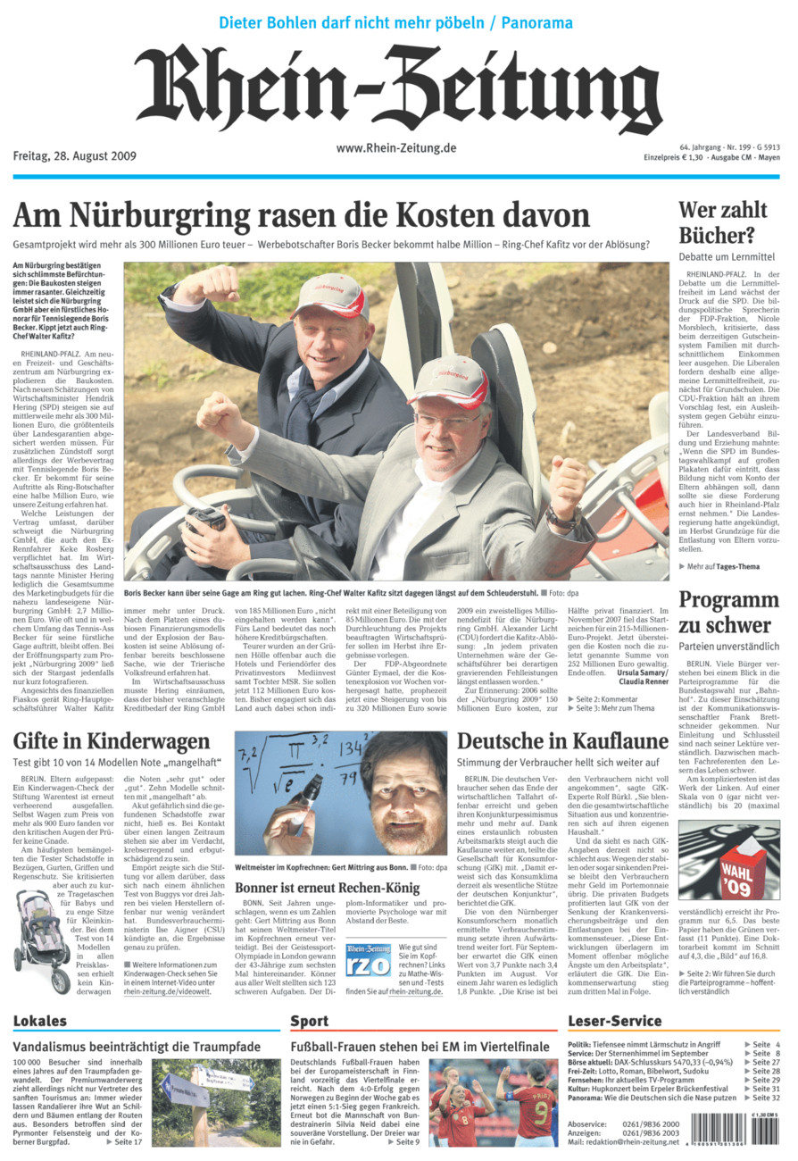 Rhein-Zeitung Andernach & Mayen vom Freitag, 28.08.2009