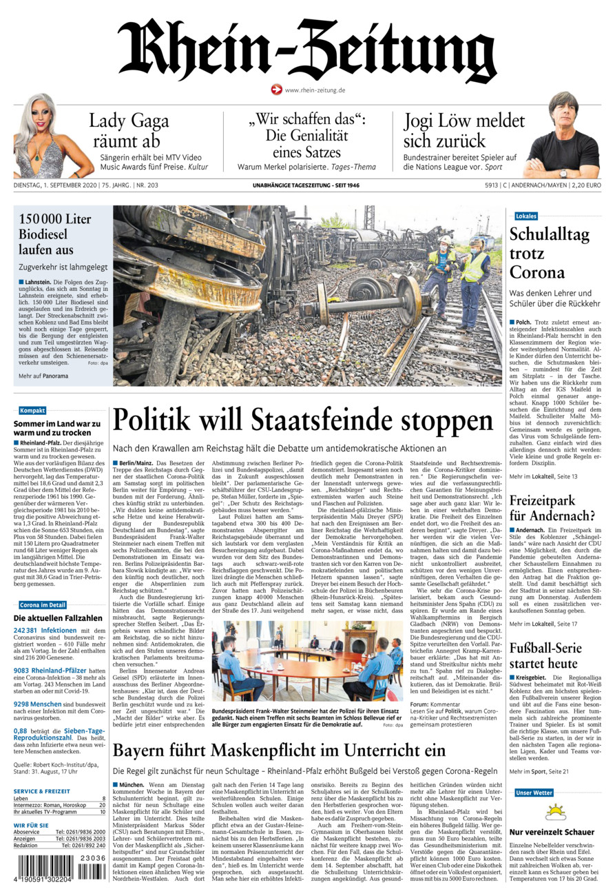 Rhein-Zeitung Andernach & Mayen vom Dienstag, 01.09.2020