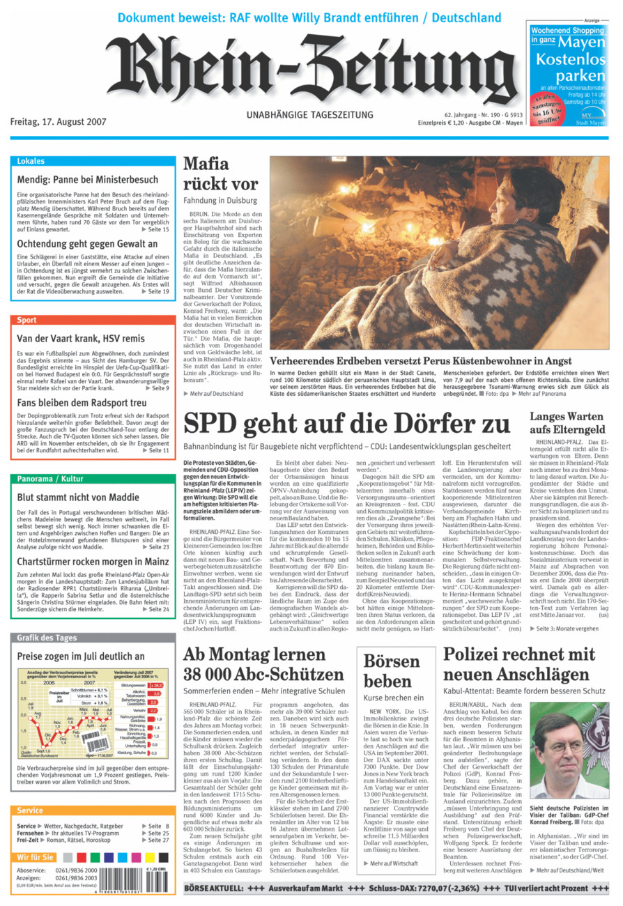 Rhein-Zeitung Andernach & Mayen vom Freitag, 17.08.2007