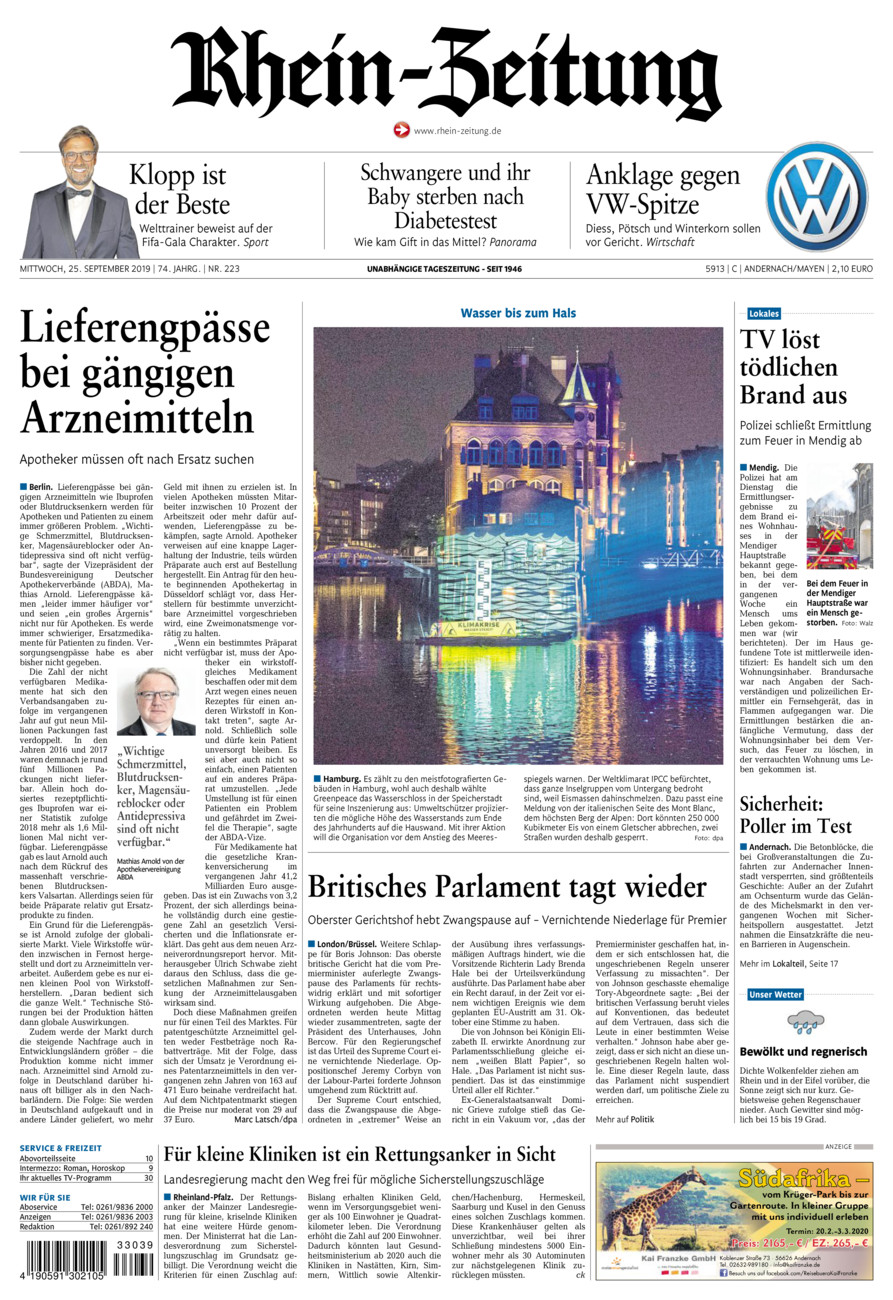 Rhein-Zeitung Andernach & Mayen vom Mittwoch, 25.09.2019