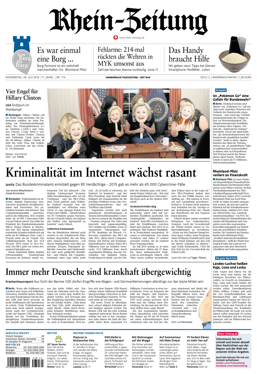 Rhein-Zeitung Andernach & Mayen vom Donnerstag, 28.07.2016