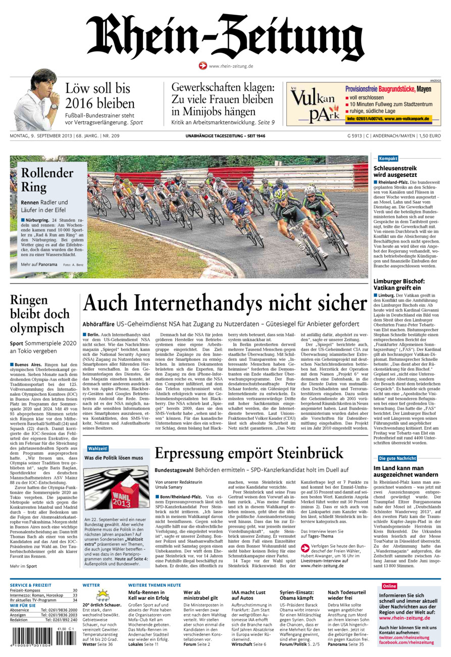 Rhein-Zeitung Andernach & Mayen vom Montag, 09.09.2013