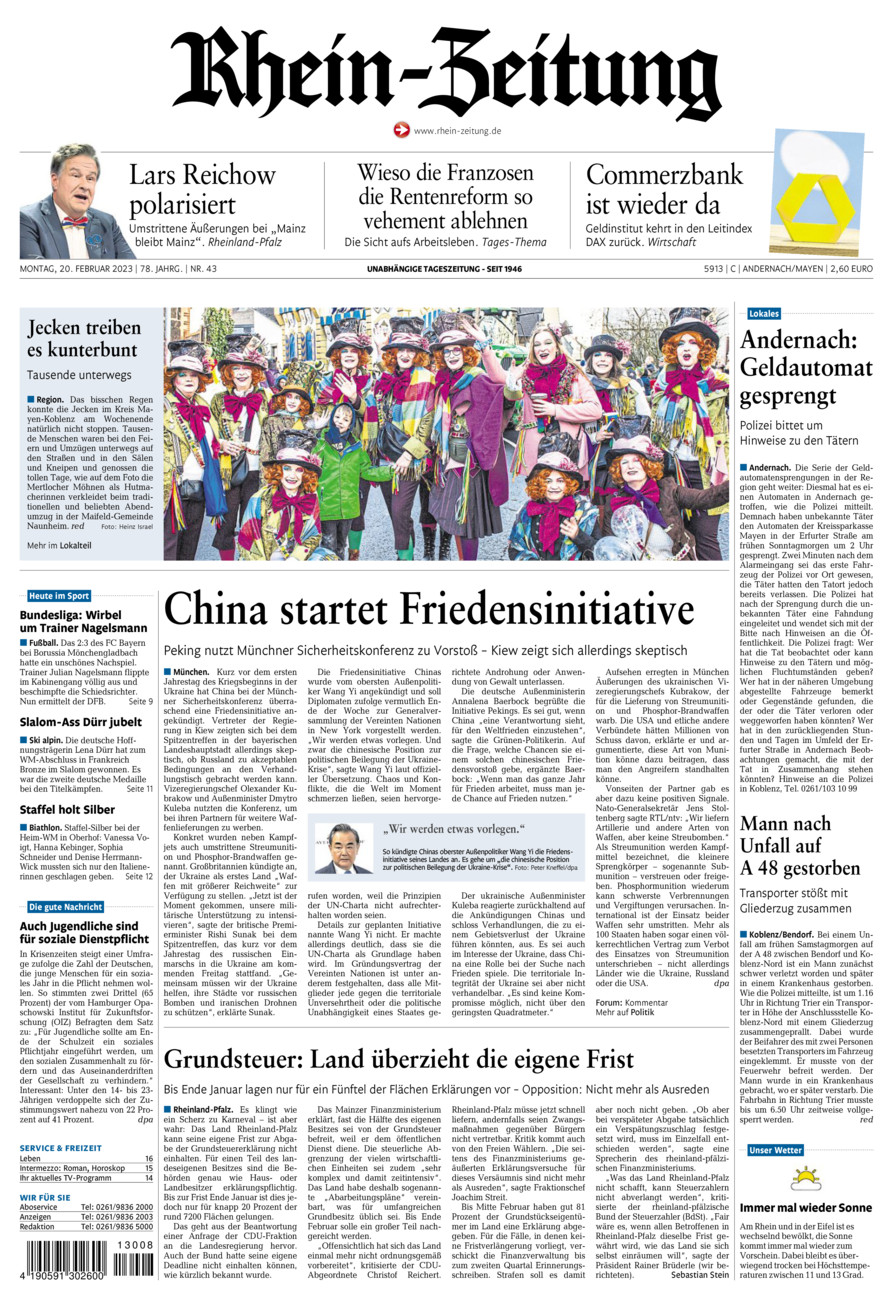 Rhein-Zeitung Andernach & Mayen vom Montag, 20.02.2023
