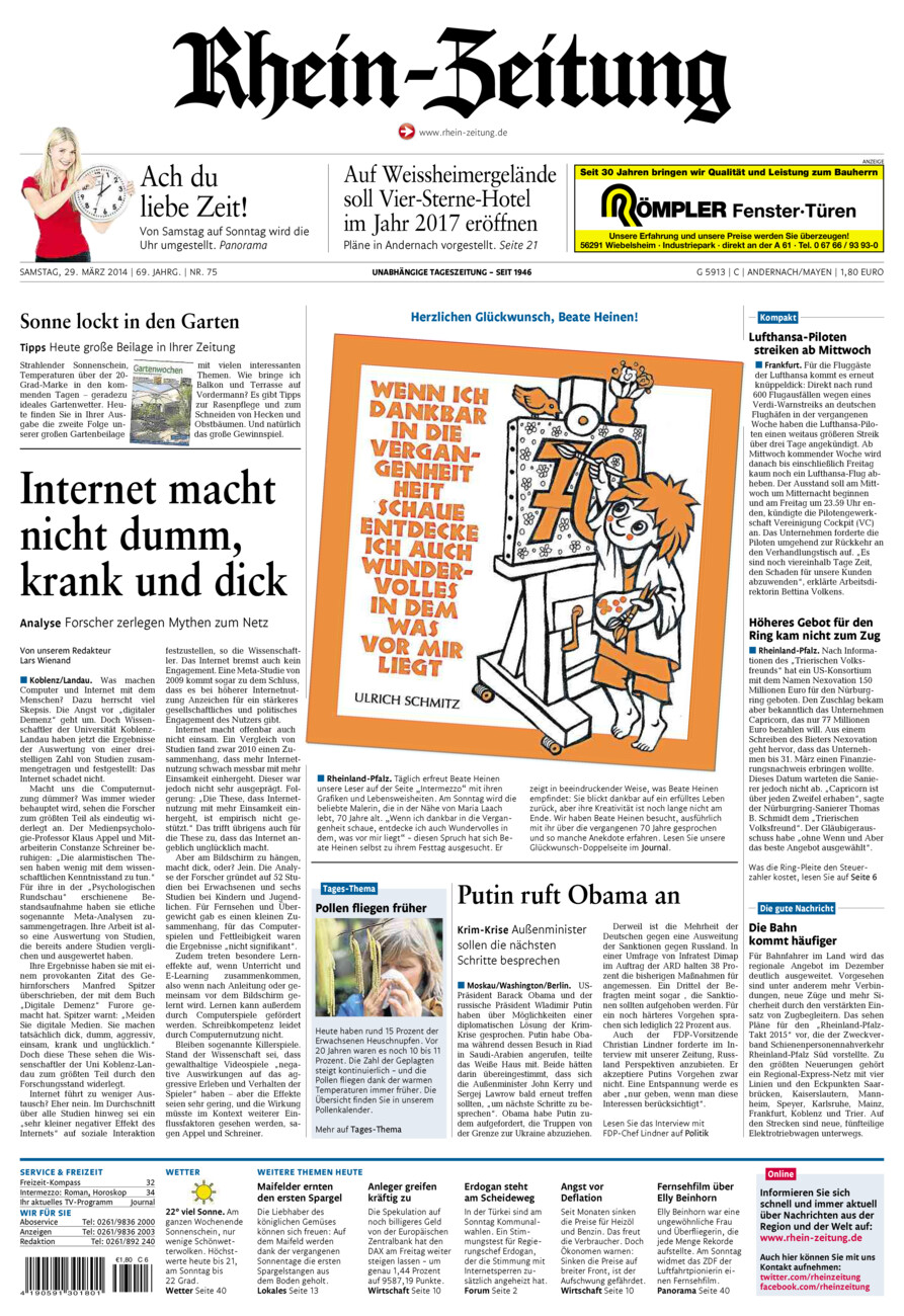 Rhein-Zeitung Andernach & Mayen vom Samstag, 29.03.2014
