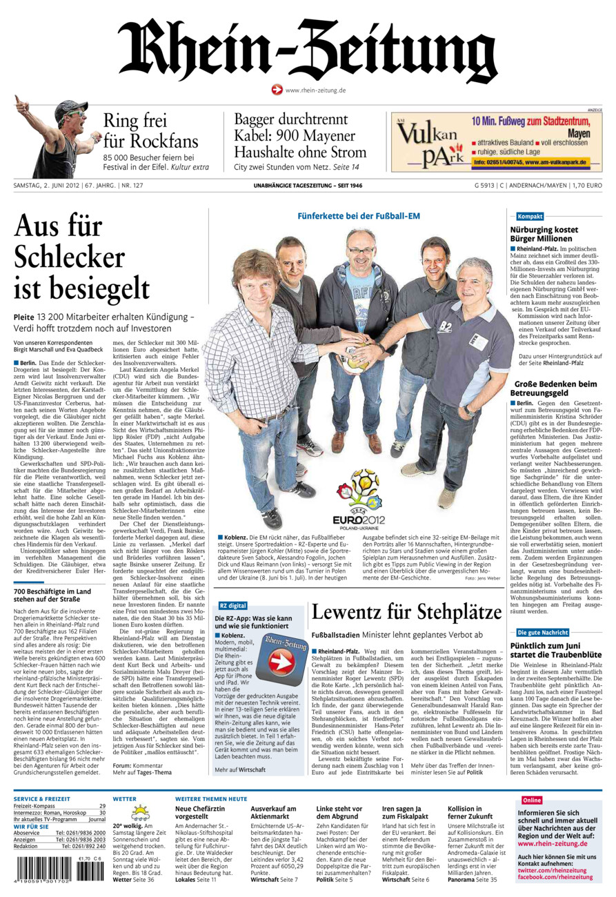 Rhein-Zeitung Andernach & Mayen vom Samstag, 02.06.2012