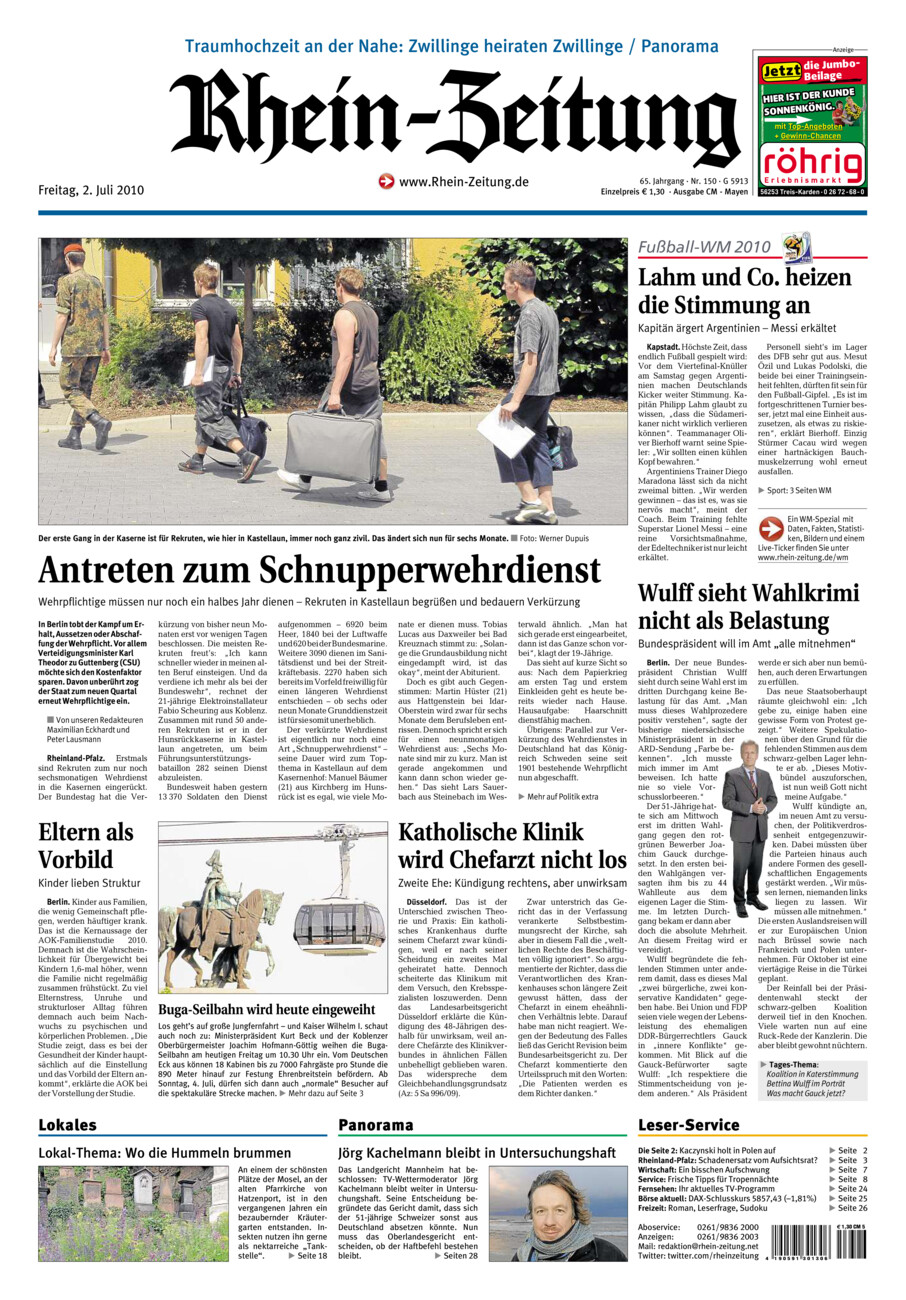 Rhein-Zeitung Andernach & Mayen vom Freitag, 02.07.2010