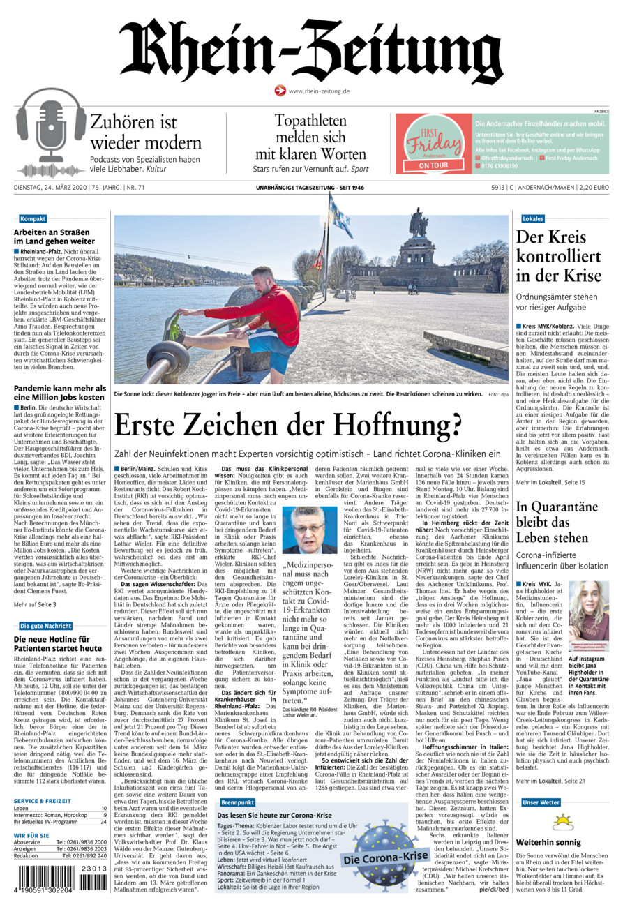 Rhein-Zeitung Andernach & Mayen vom Dienstag, 24.03.2020