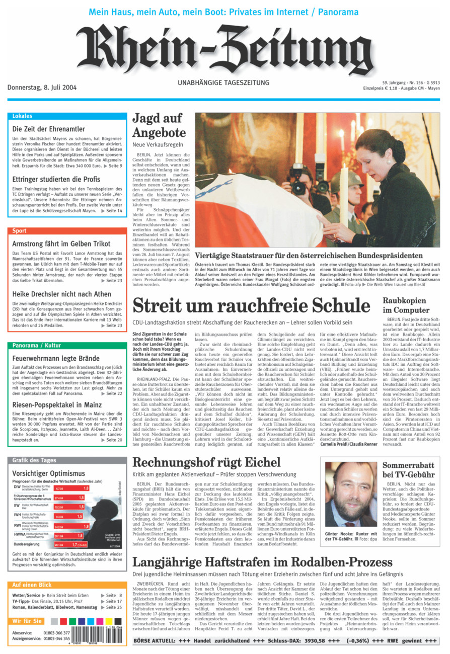 Rhein-Zeitung Andernach & Mayen vom Donnerstag, 08.07.2004