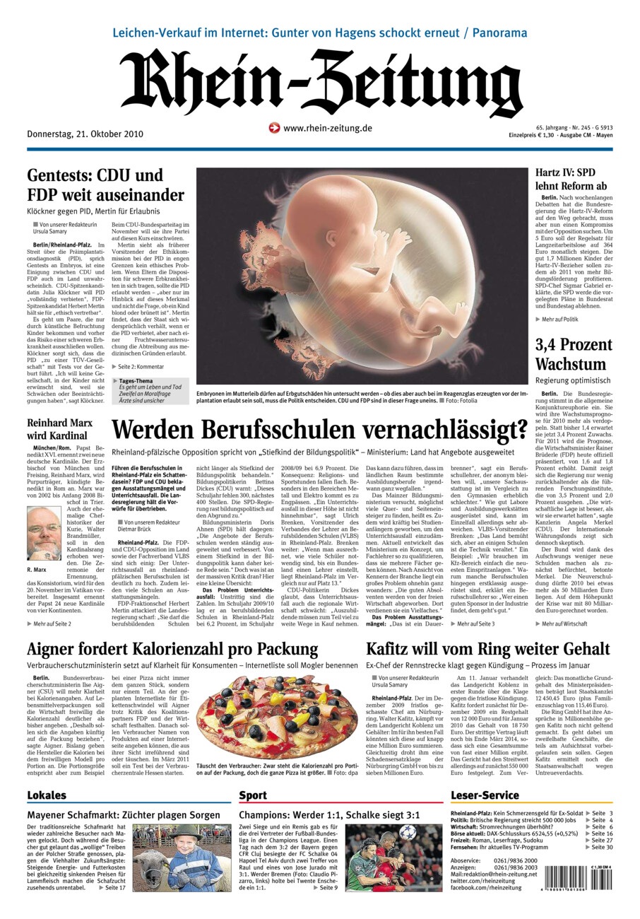 Rhein-Zeitung Andernach & Mayen vom Donnerstag, 21.10.2010