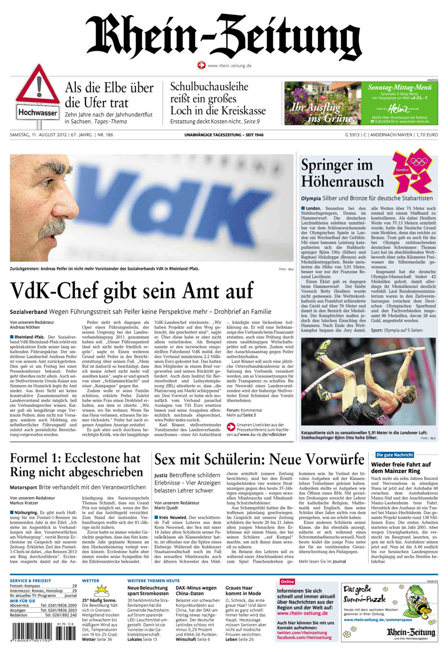 Rhein-Zeitung Andernach & Mayen vom Samstag, 11.08.2012