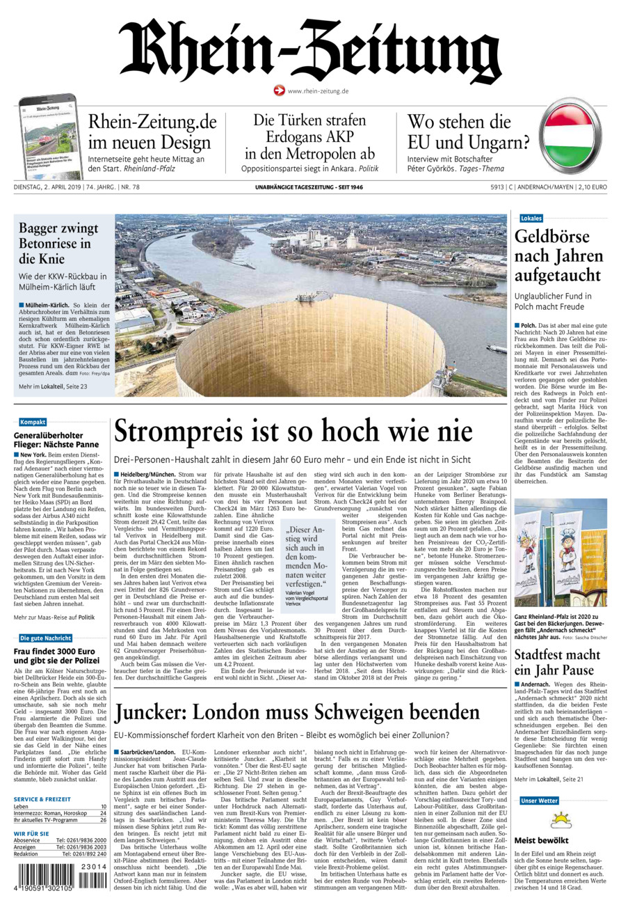 Rhein-Zeitung Andernach & Mayen vom Dienstag, 02.04.2019
