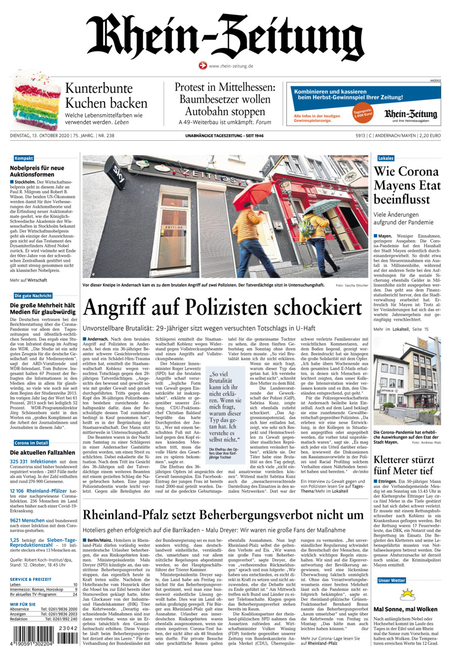 Rhein-Zeitung Andernach & Mayen vom Dienstag, 13.10.2020