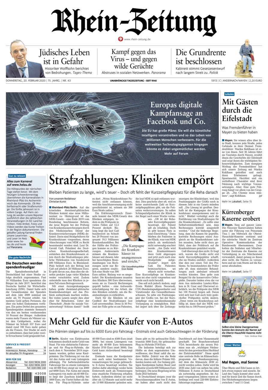 Rhein-Zeitung Andernach & Mayen vom Donnerstag, 20.02.2020