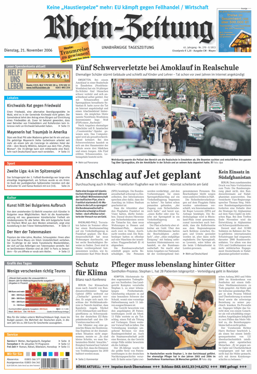 Rhein-Zeitung Andernach & Mayen vom Dienstag, 21.11.2006