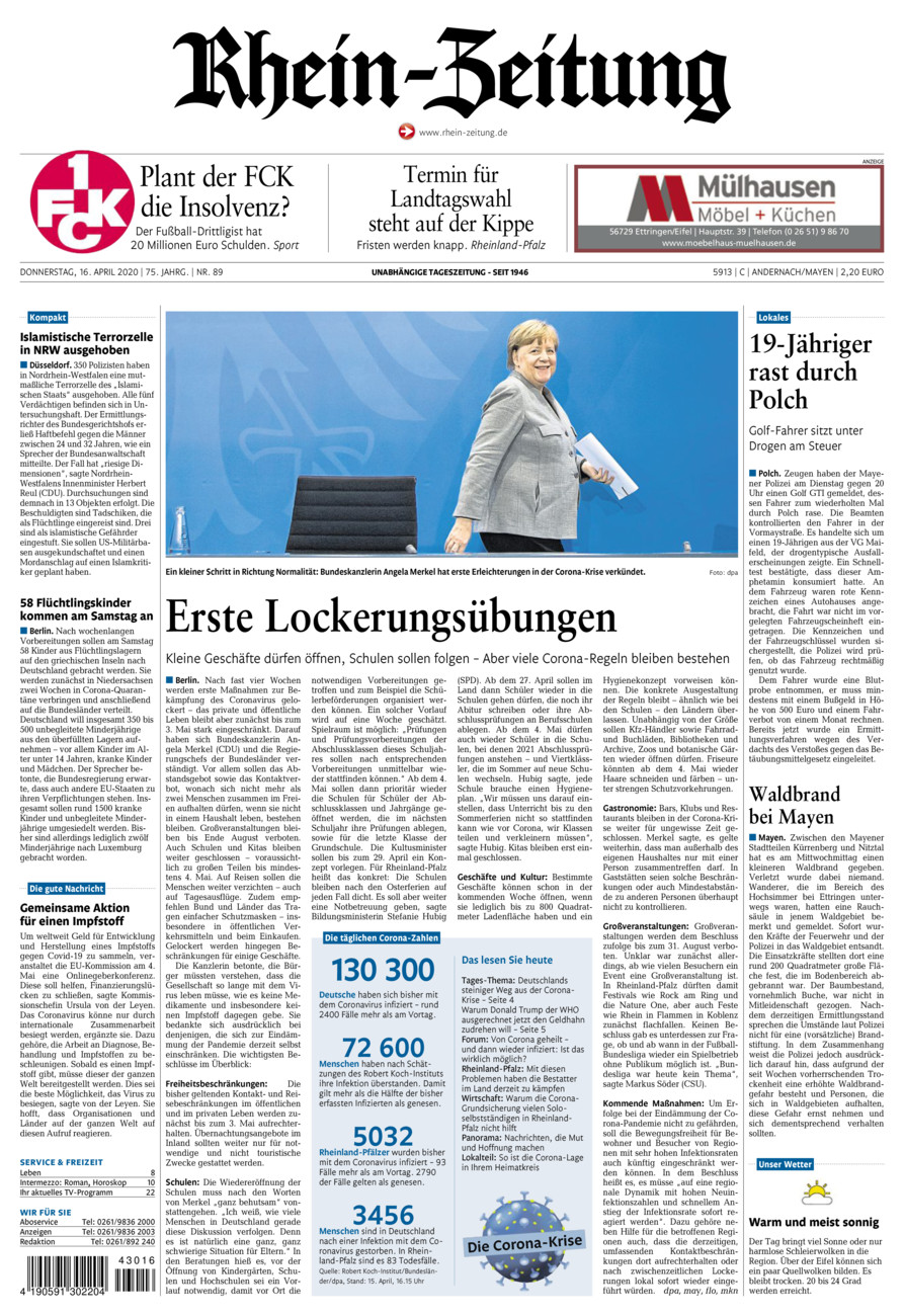 Rhein-Zeitung Andernach & Mayen vom Donnerstag, 16.04.2020
