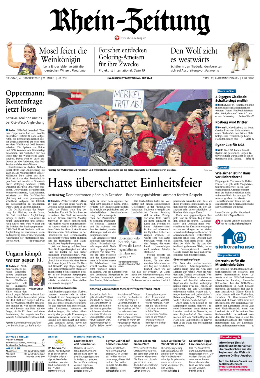 Rhein-Zeitung Andernach & Mayen vom Dienstag, 04.10.2016