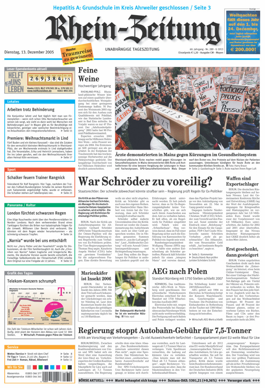 Rhein-Zeitung Andernach & Mayen vom Dienstag, 13.12.2005
