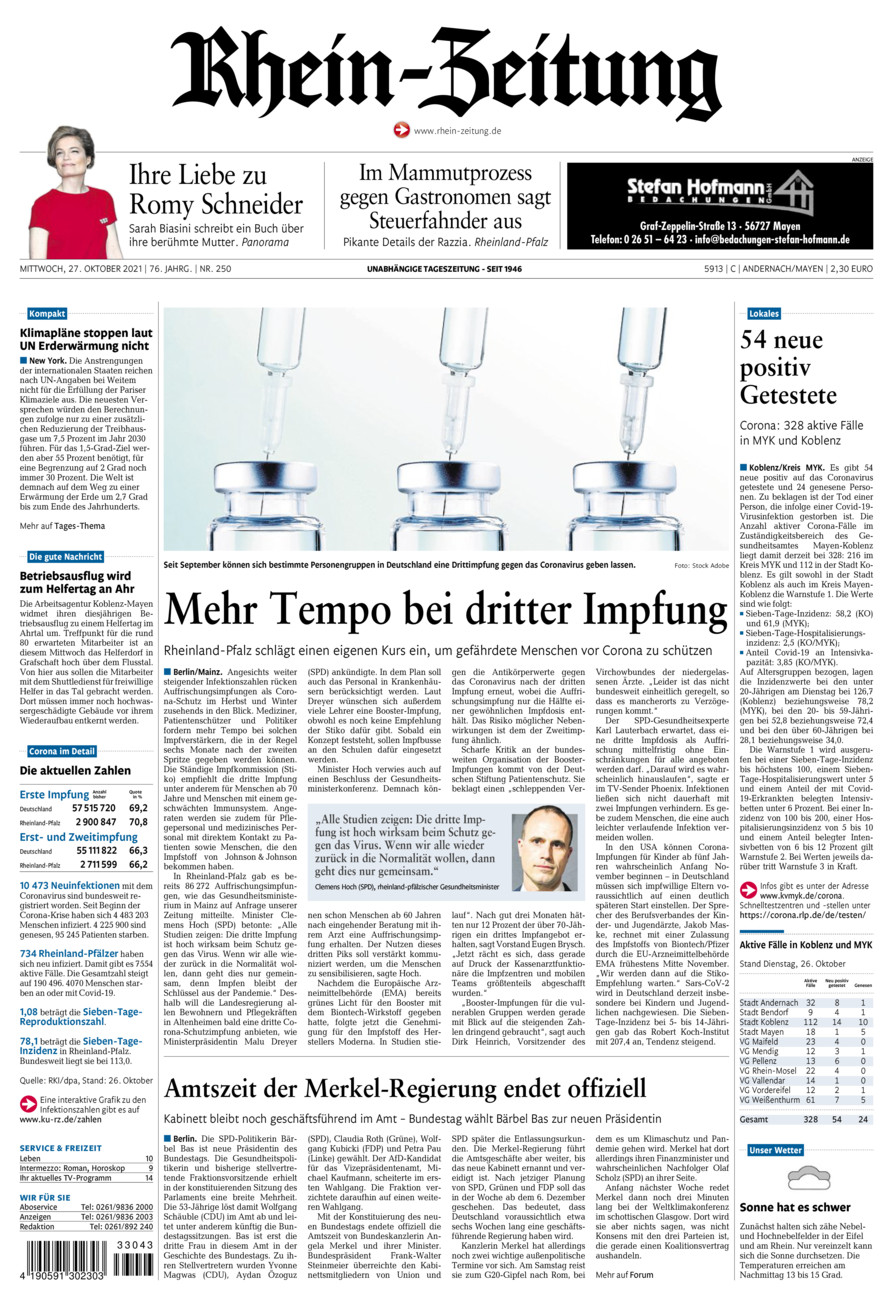 Rhein-Zeitung Andernach & Mayen vom Mittwoch, 27.10.2021