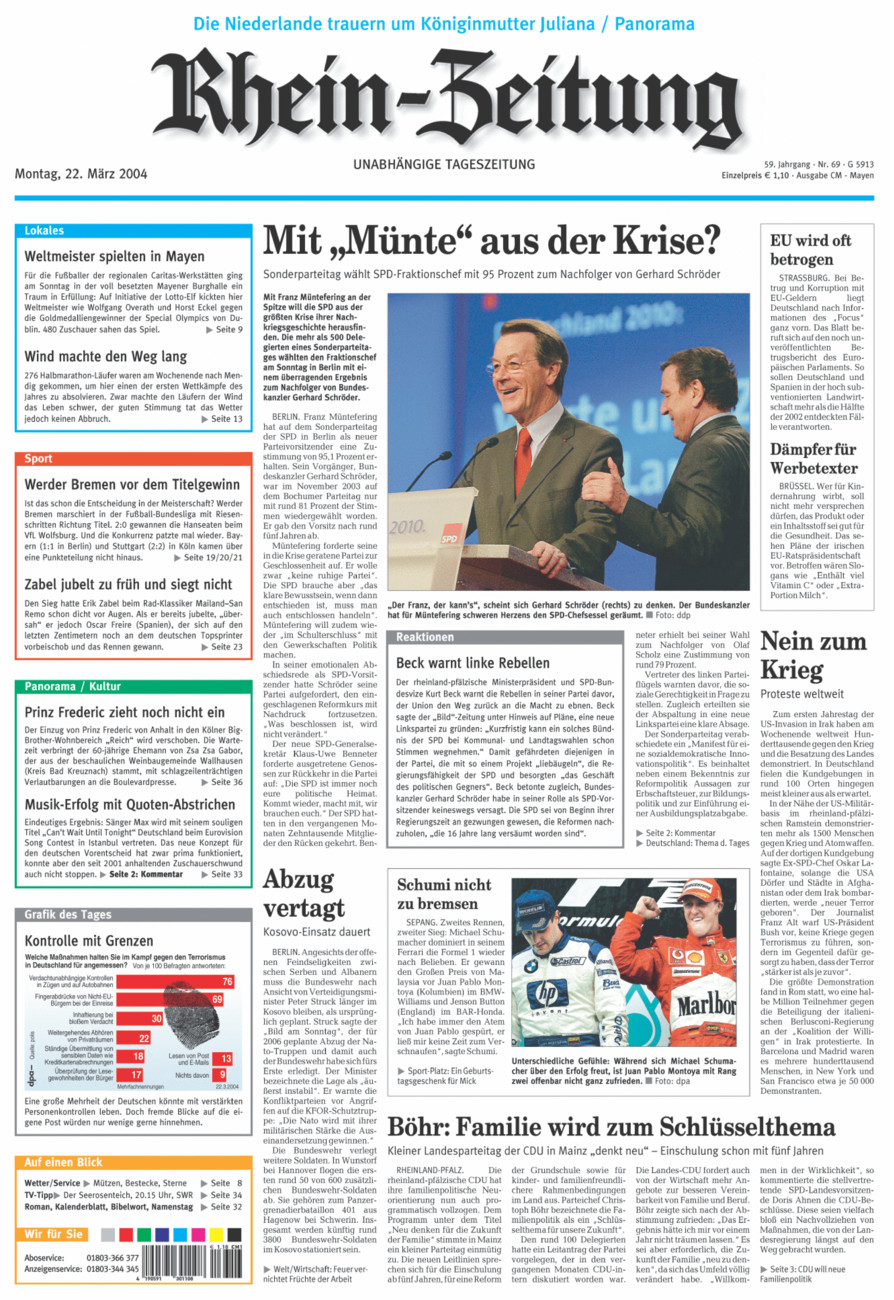 Rhein-Zeitung Andernach & Mayen vom Montag, 22.03.2004