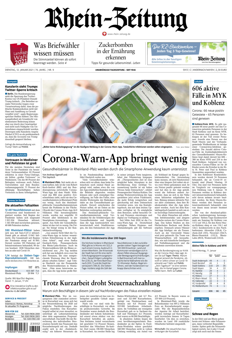 Rhein-Zeitung Andernach & Mayen vom Dienstag, 12.01.2021