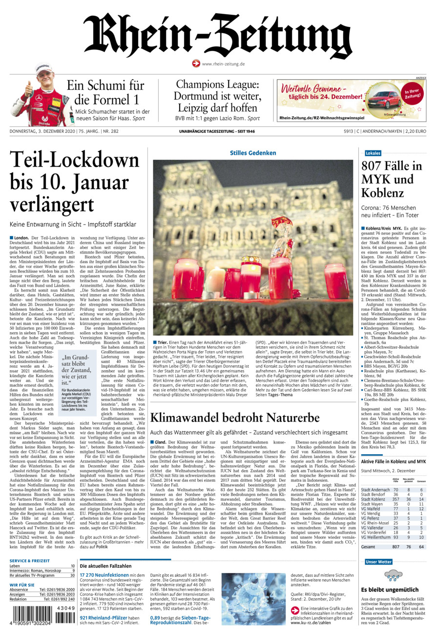Rhein-Zeitung Andernach & Mayen vom Donnerstag, 03.12.2020
