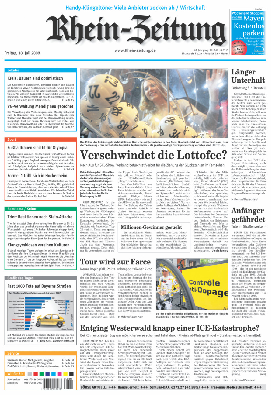 Rhein-Zeitung Andernach & Mayen vom Freitag, 18.07.2008