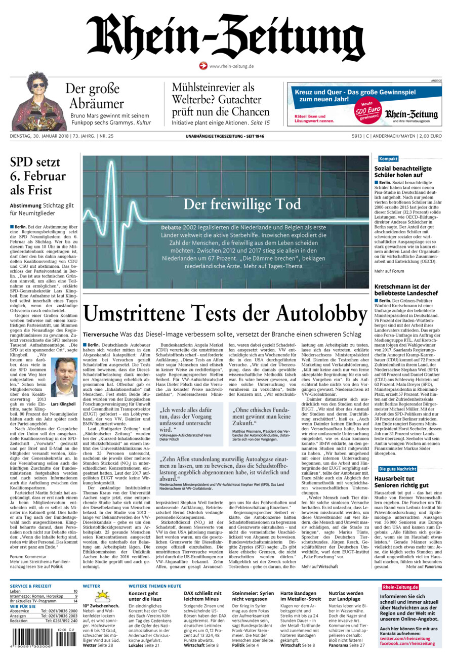Rhein-Zeitung Andernach & Mayen vom Dienstag, 30.01.2018