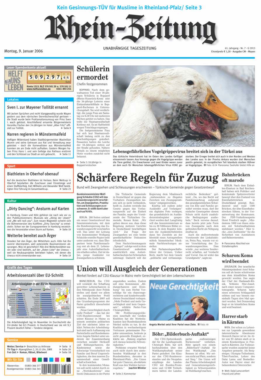 Rhein-Zeitung Andernach & Mayen vom Montag, 09.01.2006