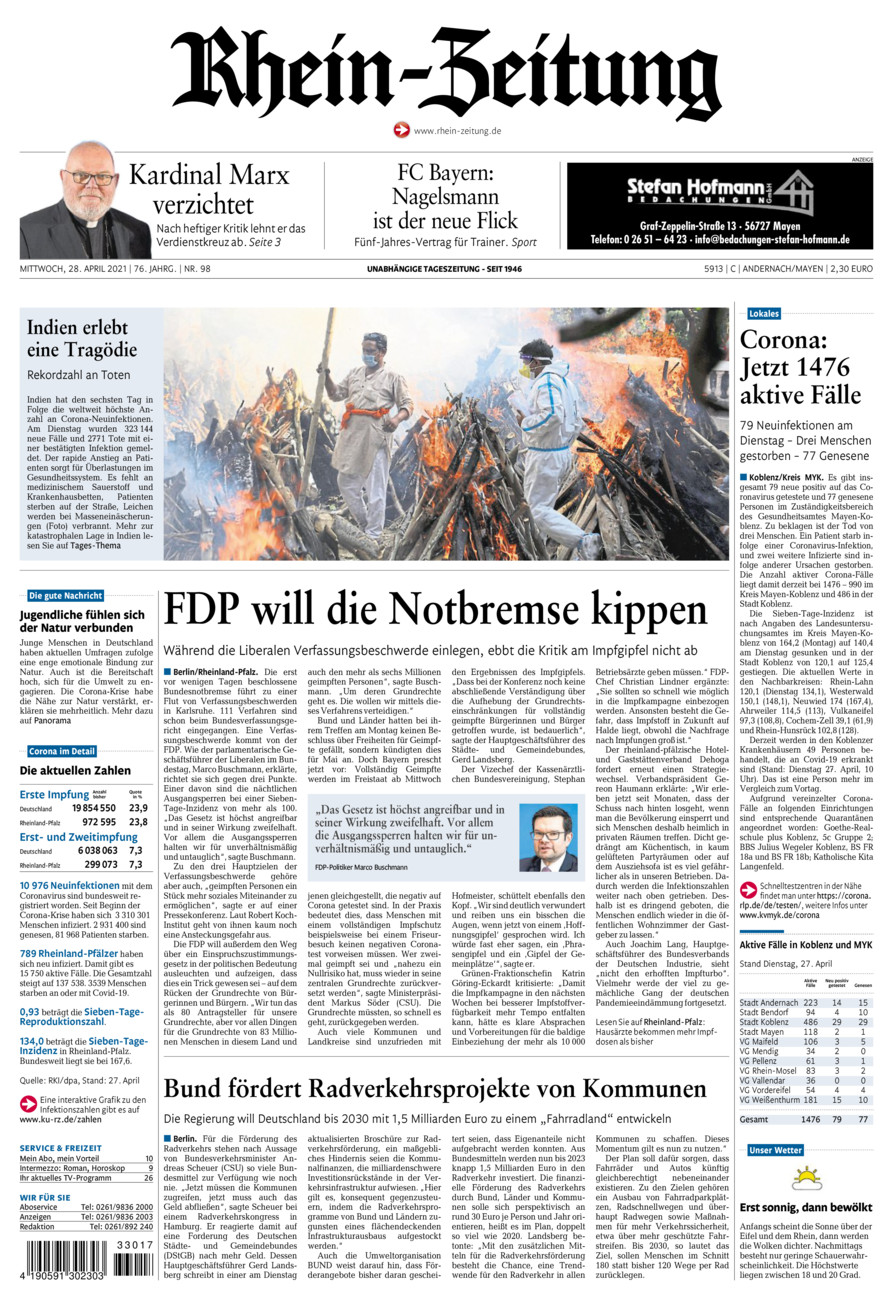 Rhein-Zeitung Andernach & Mayen vom Mittwoch, 28.04.2021
