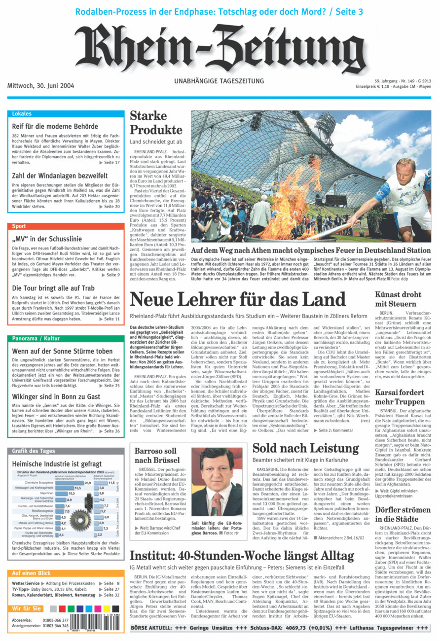 Rhein-Zeitung Andernach & Mayen vom Mittwoch, 30.06.2004