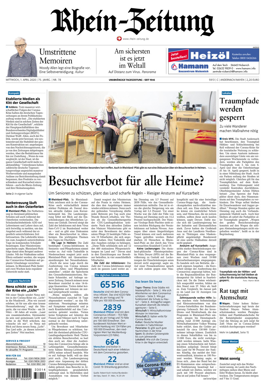 Rhein-Zeitung Andernach & Mayen vom Mittwoch, 01.04.2020