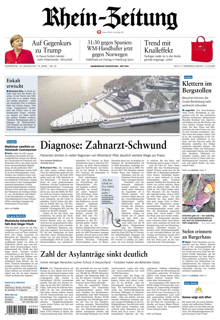 Rhein-Zeitung Andernach & Mayen vom Donnerstag, 24.01.2019
