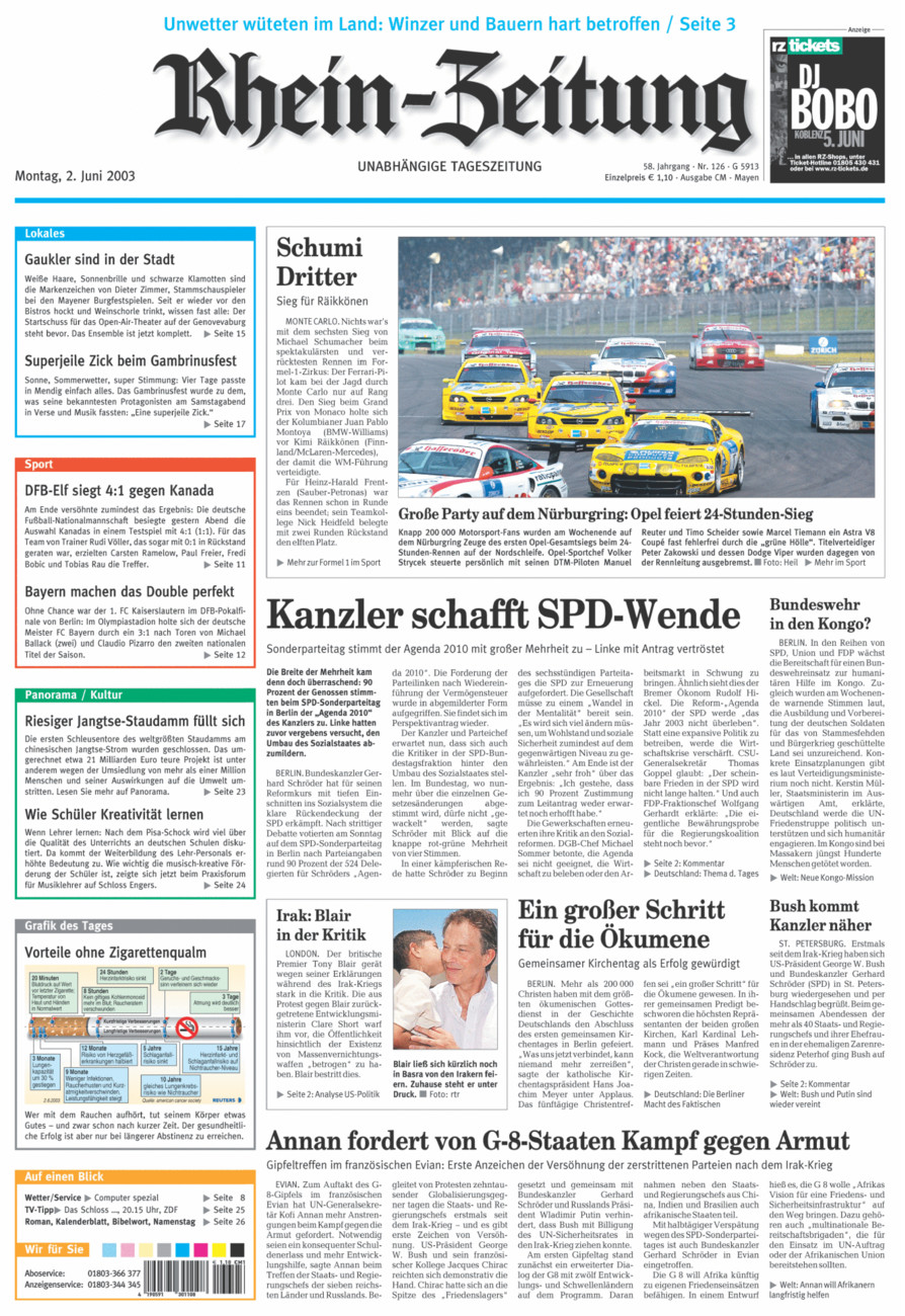 Rhein-Zeitung Andernach & Mayen vom Montag, 02.06.2003