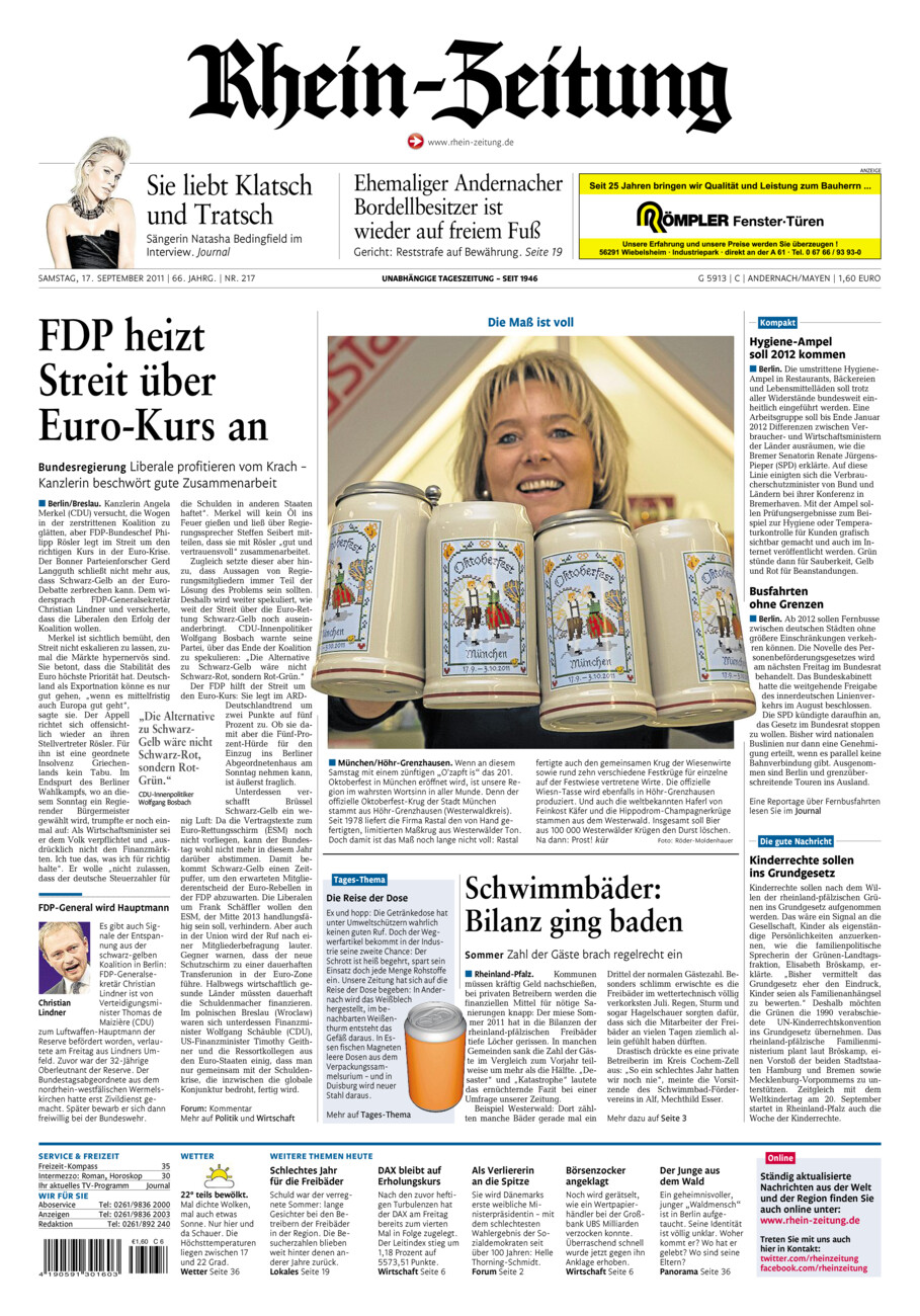 Rhein-Zeitung Andernach & Mayen vom Samstag, 17.09.2011