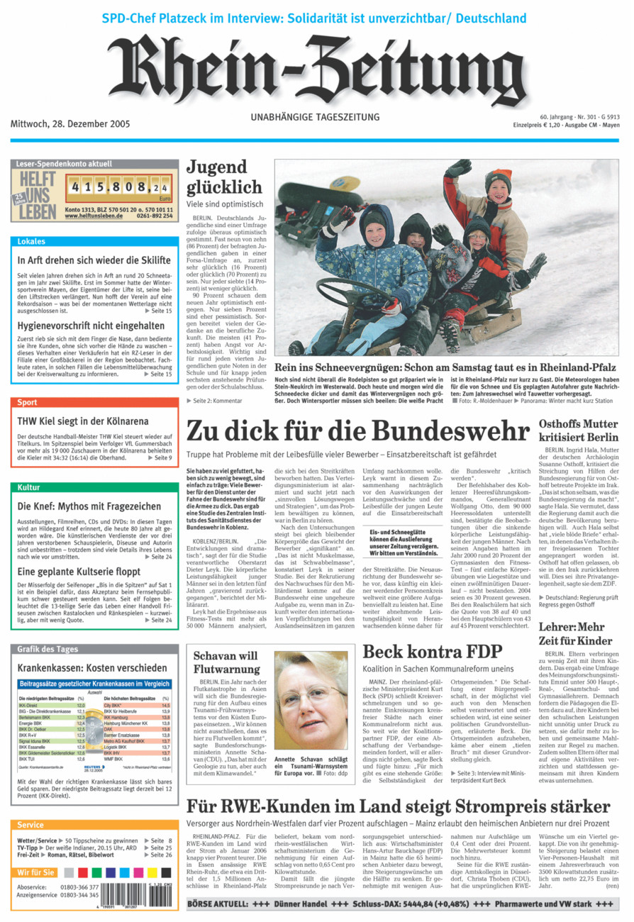 Rhein-Zeitung Andernach & Mayen vom Mittwoch, 28.12.2005