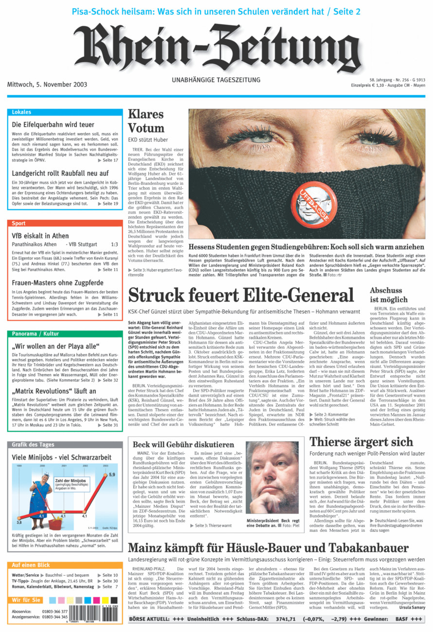 Rhein-Zeitung Andernach & Mayen vom Mittwoch, 05.11.2003