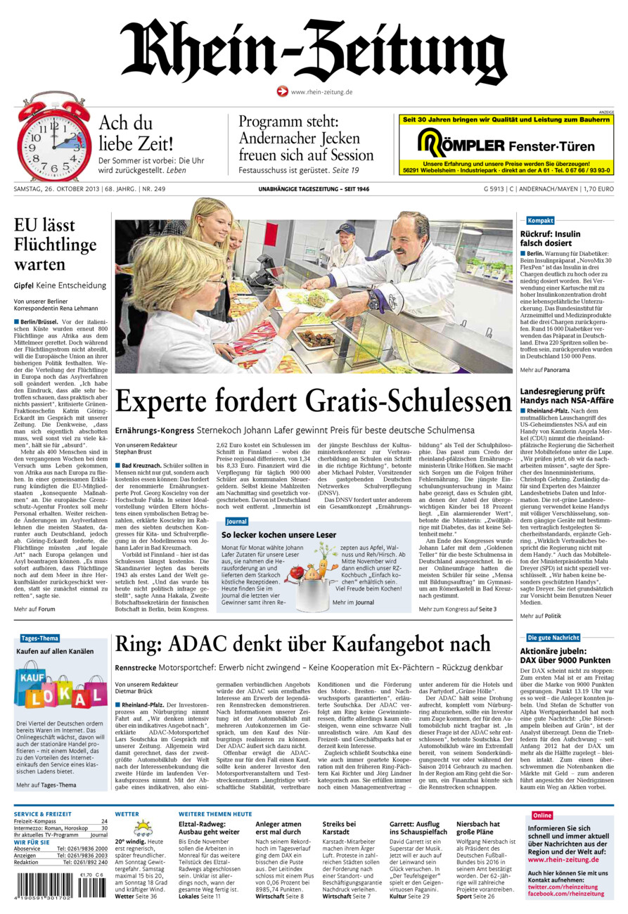 Rhein-Zeitung Andernach & Mayen vom Samstag, 26.10.2013