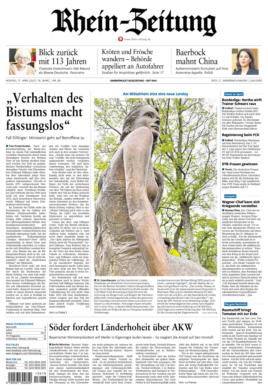 Rhein-Zeitung Andernach & Mayen vom Montag, 17.04.2023