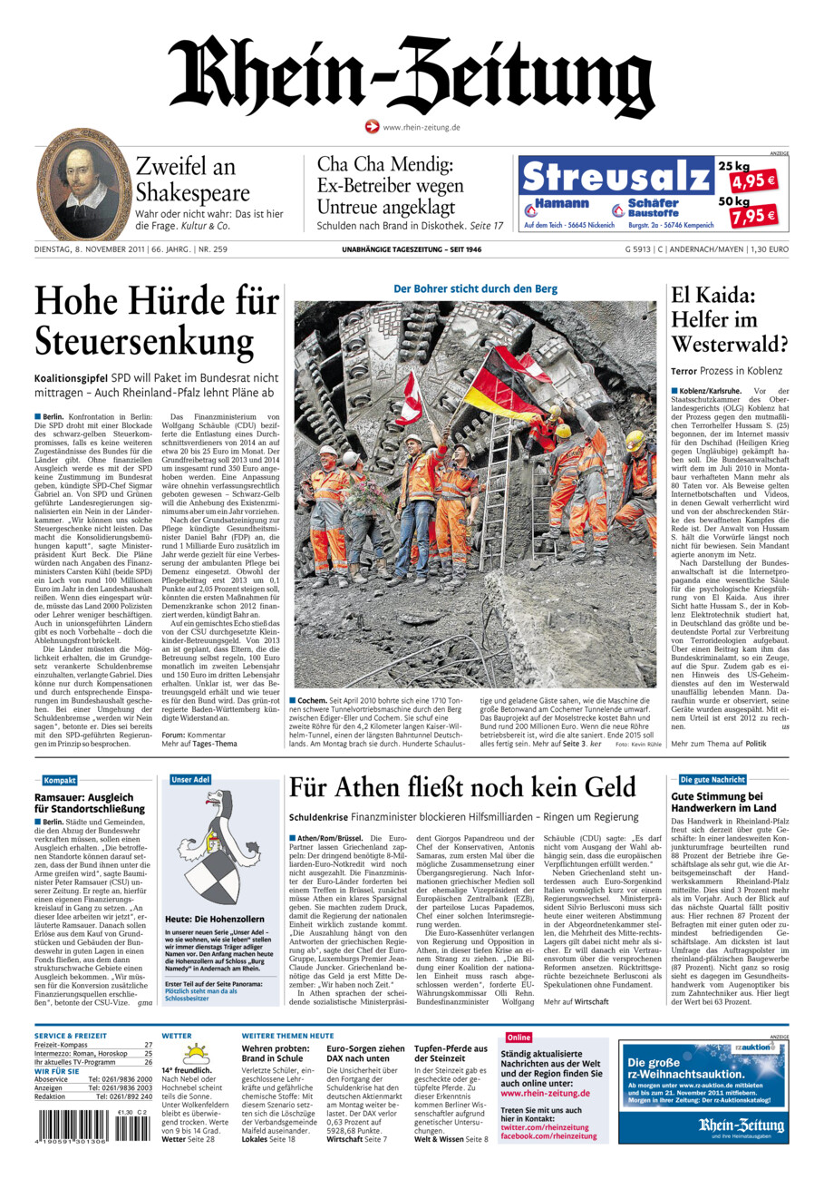 Rhein-Zeitung Andernach & Mayen vom Dienstag, 08.11.2011