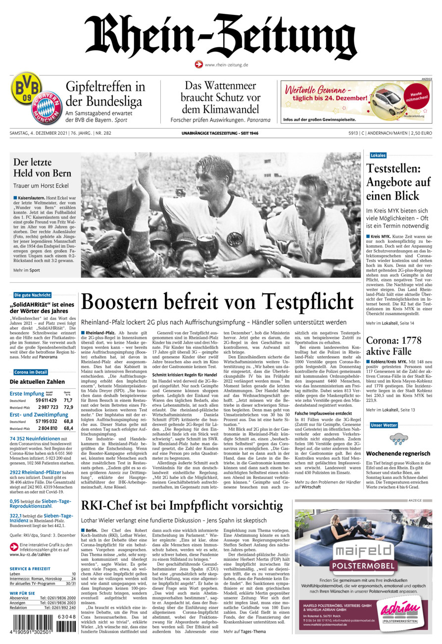 Rhein-Zeitung Andernach & Mayen vom Samstag, 04.12.2021