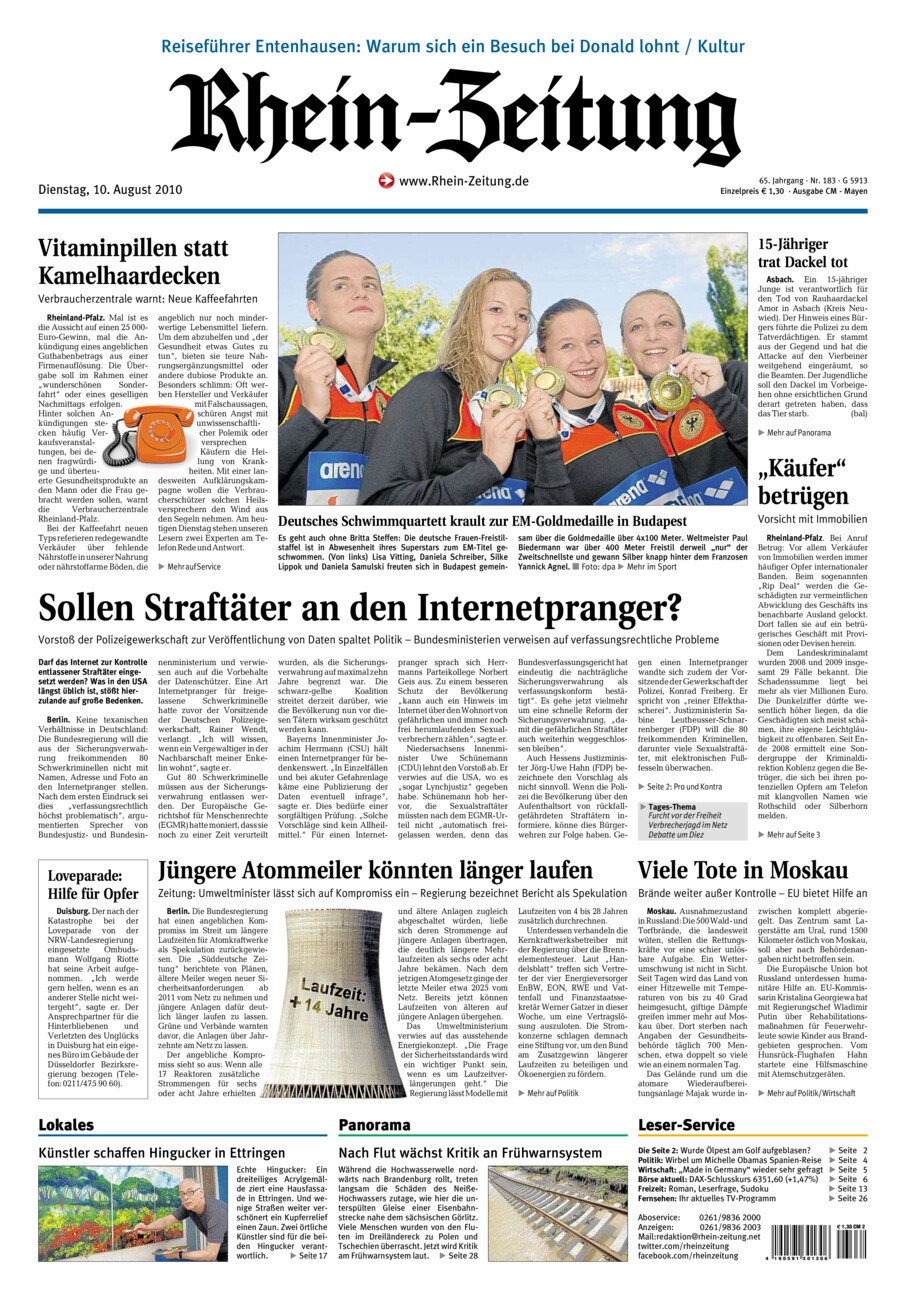 Rhein-Zeitung Andernach & Mayen vom Dienstag, 10.08.2010
