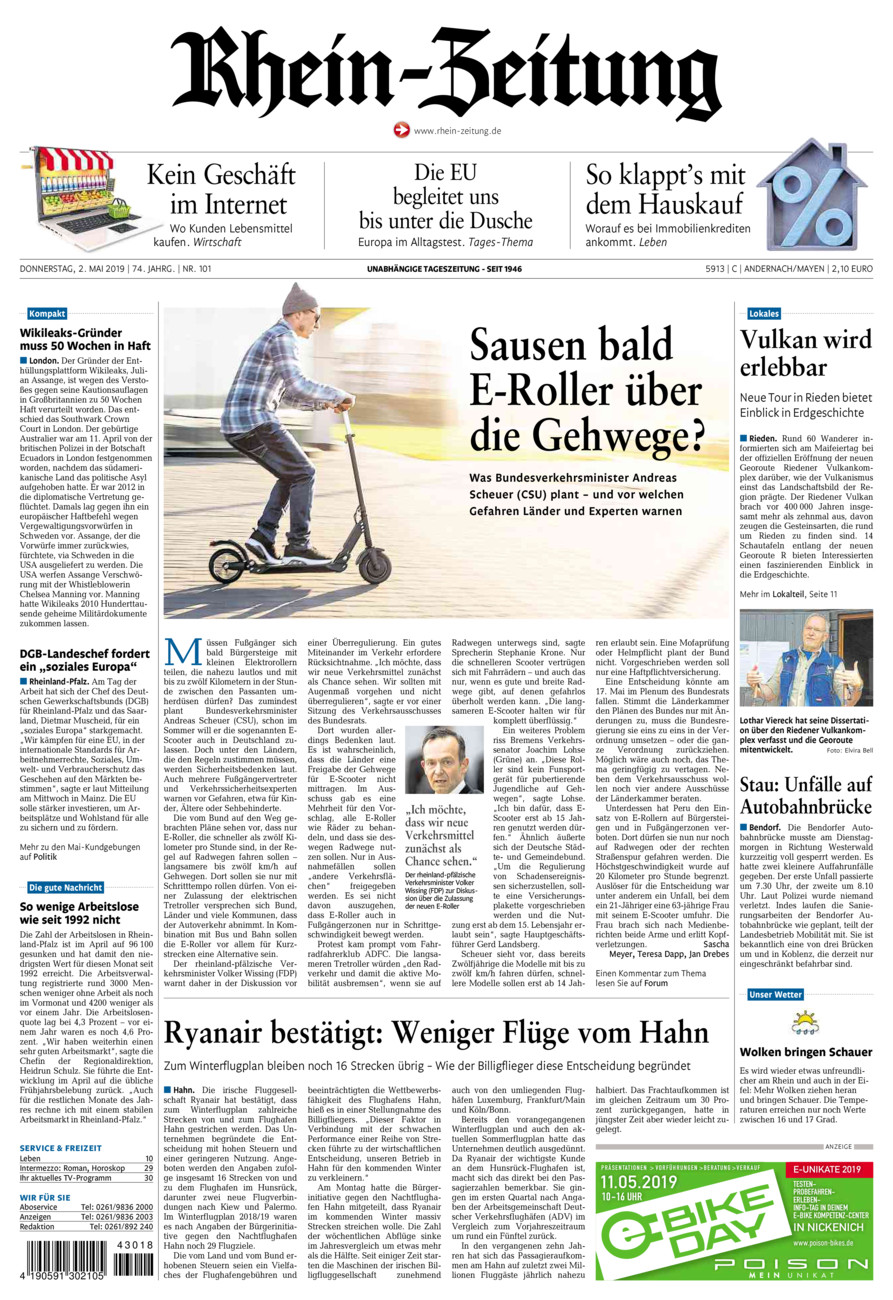 Rhein-Zeitung Andernach & Mayen vom Donnerstag, 02.05.2019