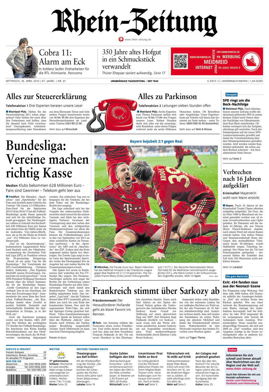 Rhein-Zeitung Andernach & Mayen vom Mittwoch, 18.04.2012