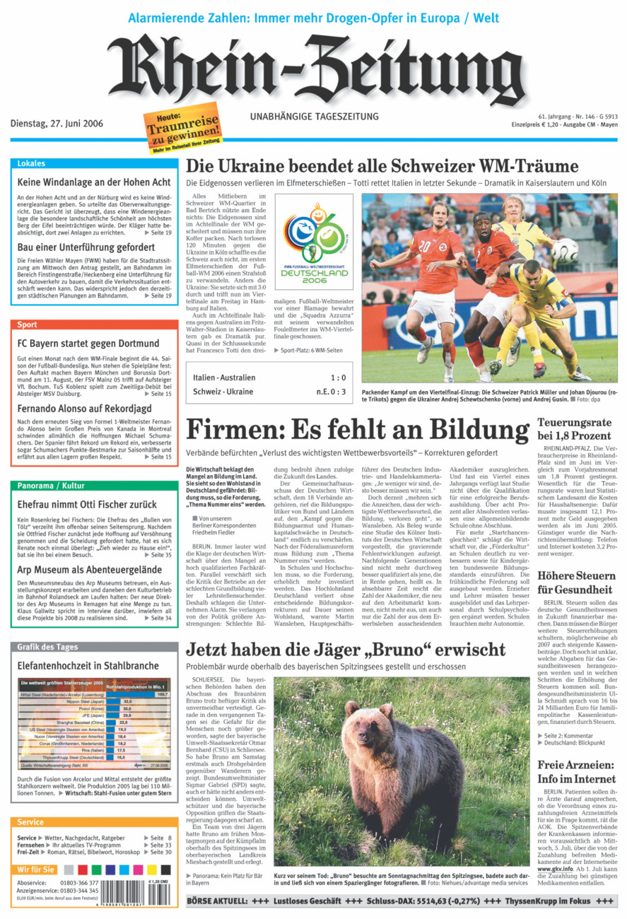 Rhein-Zeitung Andernach & Mayen vom Dienstag, 27.06.2006
