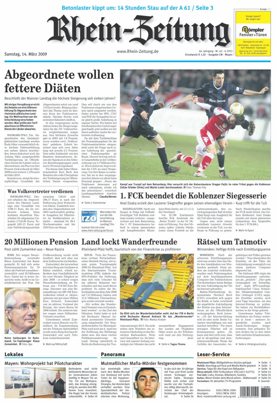 Rhein-Zeitung Andernach & Mayen vom Samstag, 14.03.2009